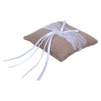 ราคา Vintage Jute Rustic Wedding Ring Pillow 6 inch x 6 inch (19940885727)