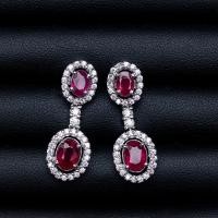 ราคา ต่างหูพลอยทับทิม Natural Ruby ล้อมด้วยเพชรCZ เรือนเงินแท้ 92 5 ชุบทองคำขาว พลอยแท้ สินค้ามีใบรับประกัน (16205116570)