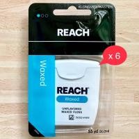 ราคา PACK 6 ไหมขัดฟัน Reach Dental Floss เคลือบแว็กซ์ ไม่มีรสชาติ ยาว 50 2 เมตร ขนาดพกพา 6 ชิ้น (7748444875)