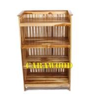 ราคา CARA WOOD ชั้นวางของเอนกประสงค์ แบบ 4 ชั้น 64 40 สูง100 ซม ไม้สักทอง วางรองเท้า วางหนังสือ จัดระเบียบห้อง สีเคลือบเงา shelf rack (777950448)