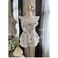 ราคา เสื้อคอเหลี่ยม แขนระบาย ลายดอกผ้าลายโทนสีสวยละมุน ผ้าดีเกินราคา (21064028747)