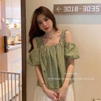 ราคา QJshop สินค้าเข้าใหม่แนะนำ เสื้อผ้าแฟชั่นสไตล์เกาหลีเสื้อเชิ้ตเปิดไหล่ เสื้อเชิ้ต ลายสก๊อตแขนตุ๊กตา เปิดไหล่ สุดน่ารัก แฟชั่นฤดูร้อนสุดๆ สาวๆอย่าพลาดโอกาสนี้ (19793790053)