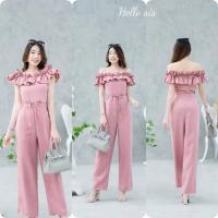 ราคา จั้มขายาวผ้าซาร่าไหล่ระบาย ใส่เปิดหรือปิดไหล่ได้ค่ะ งานซิปหลัง เอวเรียบไม่สม็อค (19726217564)