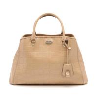 ราคา กระเป๋าถือ Coach แท้ หนังแท้ ลายหนังจระเข้ สวยงาม ทรงถังยอดนิยม ใบใหญ่ COACH 34854 MARGOT CARRYALL IN EMBOSSED CROCO LEATHER Nude สีเนื้อ (5075132307)