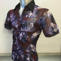 ราคา เสื้อเชิ้ตวินเทจตาข่ายพิมพ์ลายสีม่วง (5733908163)