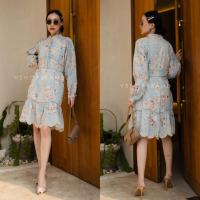 ราคา เดรสคอปีนลายดอก แต่งลูกไม้ฉลุ VSHOP (17694949717)