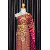 ราคา ชุดไทยสีแดง ชุดหญิง สไบสีแดง ชุดเจ้าสาว (20898302008)