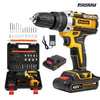 ราคา ส่งฟรี สว่านไร้สาย Masaru แบต2ก้อน มีประกัน สว่าน 198V 3 ระบบ มีระบบกระแทก แบตเตอรี่ Li ion อย่างดี 2 ก้อน พร้อม ดอกสว่าน และ อุปกรณ์ เครื่องมือช่าง รวม 32ชิ้น รุ่นสีเหลือง เก็บเงินปลายทาง (2105911012
