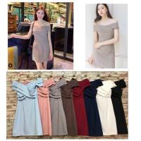 ราคา Dee ya Shop เสื้อผ้าผู้หญิง เดรสออกงาน ชุดไปงาน ปาดไหล่ สีฟ้า ชมพู เทา น้ำตาล แดง กรม ขาว ดำ พร้อมส่ง (3593360790)