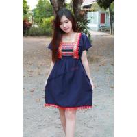 ราคา ชุดเดรสพื้นเมือง เดรสผ้าฝ้าย ชุดดอย ชุดดอยทรงเกาหลีสีพื้น (5973398084)
