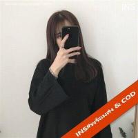 ราคา INS เสื้อยืดแขนยาวผู้หญิง คอกลม สีพื้น oversize หลวมๆ ทรงปล่อยตรงผ้าคอตตอน 358 (11091201114)