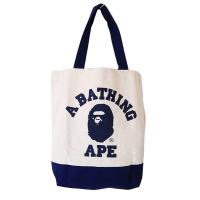 ราคา นิตยสารญี่ปุ่นภาคผนวกกระเป๋าพิมพ์ลายหัว BAPE กระเป๋า Tas Jinjing Kanvas ตัดกันสีฟ้าและแผงสีขาวแนวตั้ง (19794809525)