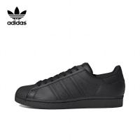ราคา กล่องเดิม รองเท้าผ้าใบ adidas original Superstar low top สำหรับผู้ชายและผู้หญิง สีดำล้วน (20123821132)
