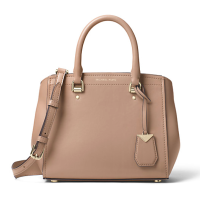 ราคา กระเป๋าถือ MICHAEL KORS แท้ หนังแท้ทั้งใบ ทรงสวย ขนาดกลาง มีสายยาว MICHAEL KORS Benning Medium Leather Satchel 30T8TN4M2L Truffle (20961980613)