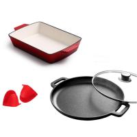 ราคา Cast iron pan กระทะเหล็กหล่อเคลือบ กระทะปิ้งย่างทรงสี่เหลี่ยมผืนผ้า cast iron skillets (17653539974)