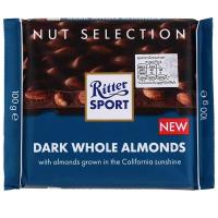 ราคา Chocolate Ritter sport รส Dark Whole Almonds Net 100 g BBF 20 08 24 (20477527934)