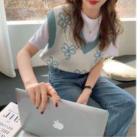 ราคา พร้อมส่ง เสื้อไหมพรมแขนกุด ปักลายดอกไม้ สุดน่ารัก (20931541109)