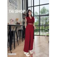 ราคา Bs3228 เซตขายาว เสื้อครอปตาข่ายแต่งลูกไม้ซิปหลัง กางเกงขายาวผ้าซาร่า มีซับใน (21253254406)