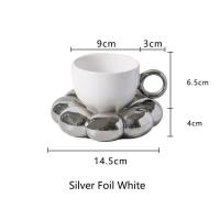 ราคา ชุดแก้วกาแฟลายดอกทานตะวันแบบเรียบง่ายชุดมาการองแก้วกาแฟเซรามิกและจานรองสีชมพูมุกสีขาวน่ารักสร้างสรรค์ (21171045691)