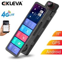 ราคา EKLEVA กล้องสำหรับรถยนต์บันทึก11นิ้ว4G1080P กล้องติดรถยนต์กระจกมองหลังรถแบบมีสองเลนส์ DVR เครื่องบันทึกวีดีโอ ADAS GPS WIFI Android DVR (11936694289)