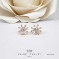 ราคา ต่างหูแป้น ฝังคริสตัลเพชรบาเก็ต Baguette Shape ลายดอกไม้ Flower มี2สี ขนาดเล็ก เครื่องประดับแฟชั่น ER0618 ER0619 ValueJewelry (10709310898)