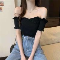 ราคา Dream clothes พร้อมส่งจากกทม เสื้อครอป เสื้อเอวลอย เปิดไหล่เสื้อถักแบบสั้นเซ็กซี่ (17707615269)