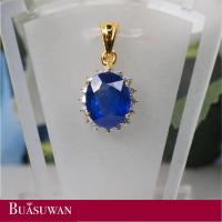 ราคา จี้ ประดับด้วย พลอยไพลินล้อมเพชร ตัวเรือนทองคำแท้ 18K สามารถคล้องกับสร้อยคอได้หลากหลายประเภท แบบจี้คลาสิคที่สวมได้ในชีวิตประจำวัน (18831825893)