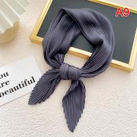 ราคา ผ้าพันคอผ้าซาตินอัดพลีทสำหรับผู้หญิงผ้าพันคอผูกผมทรงสกินนี (13953990998)