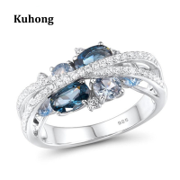 ราคา Kuhong แหวนพลอยเพทายคริสตัลแหวนสีฟ้าแหวนแต่งงานแหวนหมั้นเครื่องประดับ (12647938649)