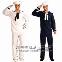 ราคา ชุดกะลาสีฮาโลวีนชาย ชุดการแสดงบนเวทีกองทัพเรือ cos ฮาโลวีนปาร์ตี้สีขาวสีน้ำเงินชุดทหารเรือ (20058446453)