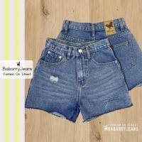 ราคา พร้อมส่ง BabarryJeans กางเกงยีนส์ขาสั้น เอวสูง ผญ ยาว 13 นิ้ว สะกิดขาด สียีนส์ฟอก (21022392639)