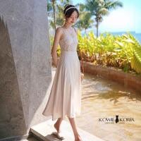 ราคา Kowie Korea 315 Chammer เดรสยาวสีครีม ผ้าเงา แต่งลูกไม้ช่วงอก (20494248463)