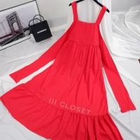 ราคา ชุดเดรส lll Freesize lll PE057 สายเดี่ยว มีโบว์ผูกหลัง แต่งดีเทลระบายที่ชายกระโปรง ผ้าไหมอิตาลี (7982353962)