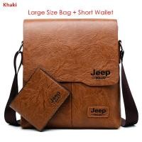 ราคา JEEP BULUO กระเป๋าแฟชั่นผู้ชายกระเป๋าคาดลำตัวหนังลำลองสำหรับผู้ชายปี2022 2ชิ้น เซ็ต (13103712214)