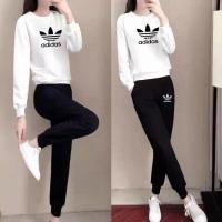 ราคา ADIDAS ชุดวอร์มกีฬาสำหรับทุกเพศชุด2ชิ้นเสื้อแขนยาวลำลองแบบบางเสื้อยืดและกางเกง (13944686376)