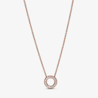 ราคา 925 Sterling Silver Round Circle Pendant Rose Gold Logo Pavé Circle Collier Necklace Jewelry For Women (21071727144)