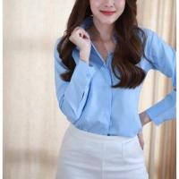 ราคา เสื้อเชิ้ตหญิง อ้วน ผอม แขนยาว โพสนี้ 4 สี ขาว ดำ ชมพู ฟ้า ครบไซส์ 32 56 (18735548317)
