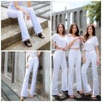 ราคา กางเกงยีนส์ขาม้า สีขาว ผ้ายีนส์เนื้อดี ทรงสวย seoul korea Size SMLXL (19387507961)