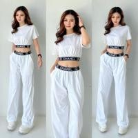 ราคา เซทเสื้อครอปคอกลมแขนสั้น แต่งขอบยาง มาพร้อมกางเกงขายาว ทรงกระบอกใหญ่ แต่งขอบยาง ชุดเซ็ท ชุดเซต Yunaka (19057261647)