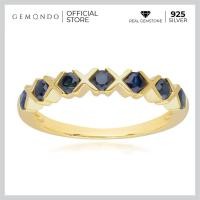 ราคา Gemondo แหวนเงินแท้ 925 Sterling Silver ประดับไพลิน Blue Sapphire ดีไซน์แหวนกากบาท แหวนพลอยผู้หญิง (16344022790)