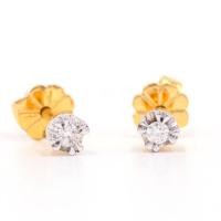 ราคา Happy Jewelry ต่างหูเพชรของแท้ ทองแท้ 9k 37 5 ขายได้ จำนำได้ ER239 (9581449086)