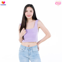 ราคา ChobCrop เสื้อกล้ามครอป คอเหลี่ยม ผ้าเรย่อน 2 ชั้น ผ้ายืดมาก แขนกุด เอวลอย Rayon 002 (18494680908)