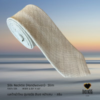 ราคา เนคไทผ้าไหม ทอมือ ทรงสลิม เบจ Silk necktie handwoven 2 5 x60 Beige Slim 05 จิม ทอมป์สัน Jim Thompson (19626449294)