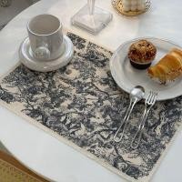 ราคา เสื่อฝ้ายลินินสามารถซักได้สำหรับโต๊ะทานอาหาร Toile De Jouy ทนความร้อนได้ชุดของใช้ประจำวันสำหรับไปเที่ยวผ้ารองจาน (11760031699)