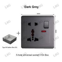 ราคา LSG เต้าเสียบสำหรับผนังที่มีสวิตช์เต้ารับไฟฟ้าติดผนังพร้อมพอร์ต USB 2 1A ชาร์จเร็วเต้ารับแบบ5รู86แบบ13A สีเทาเข้มแผงพีซี250V เต้าเสียบปลั๊กสำหรับทุกรูเสียบสำหรับจุดจ่ายไฟในบ้าน (19473194429)