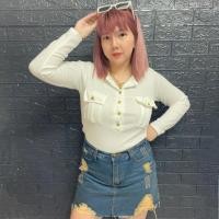 ราคา กระโปรงยีนส์กางเกงกระโปรงแต่งขาดเซอร์สาวอวบ Size S 40 (19274797526)