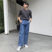 ราคา Golden Zebra Jeans กางเกงยีนส์ชายคาร์โก้สียีนส์ซีด สีน้ำเงิน สีดำ กางเกงยีนขายาวเอวสูงทรงกระบอกตรง กางเกงวินเทจ ส่งเปลี่ยนฟรี (18785288639)