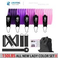 ราคา Resistance band set workout bands exercise band 5 Tube Fitness with door Anchor handles ข้อเท้าขา STRAPS and Fitness STICK (21170498589)