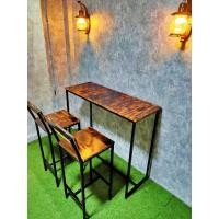 ราคา โต๊ะบาร์ โต๊ะกาแฟ พร้อมเก้าอี้2ตัว สุดหรู loft style ทรงสูง ไม้ยางพาราประสาน Bar table with 2 chairs (1799236850)
