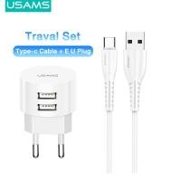 ราคา สายเคเบิลช่องเสียบชาร์จสำหรับที่ชาร์จยูเอสบีคู่เดินทาง ปลั๊กที่ชาร์จสำหรับ Huawei Xiaomi Realme Vivio USAMS Type C (6842550661)